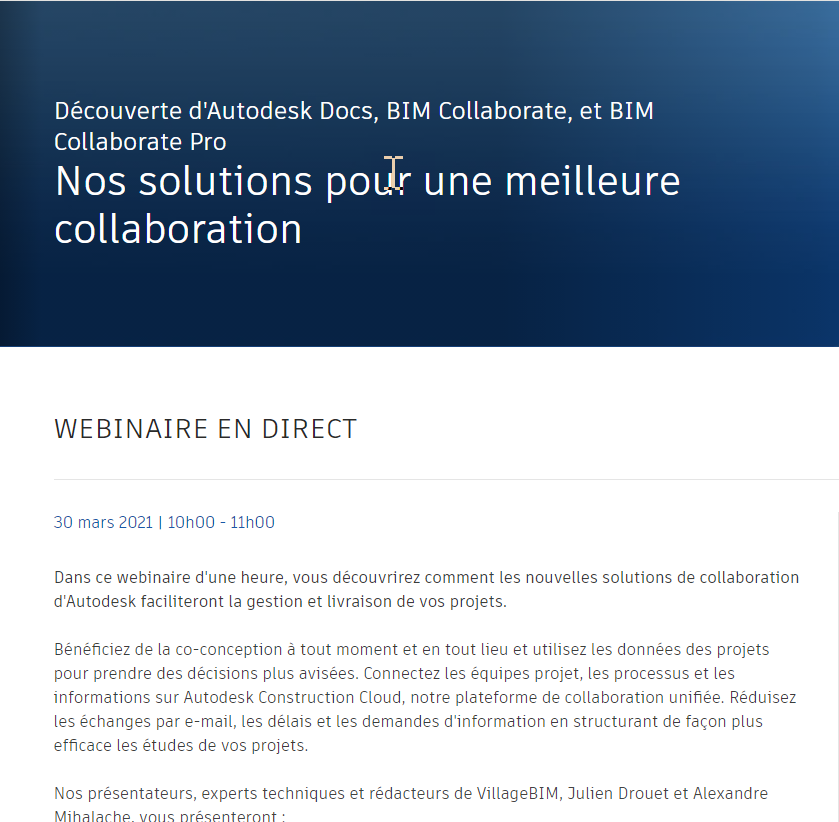 [Webinaire Autodesk en Français] – Découverte d’Autodesk Docs, BIM Collaborate et BIM Collaborate Pro