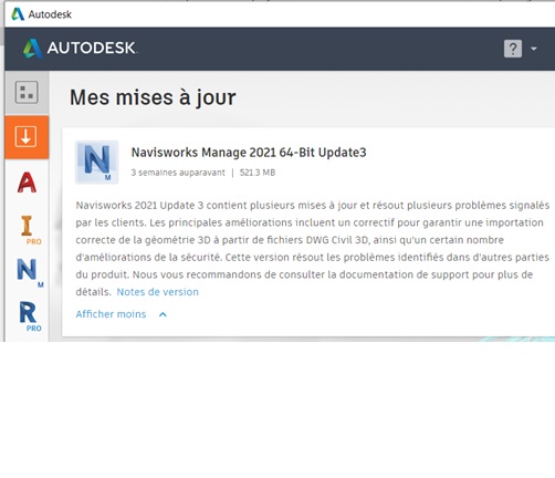 [Mise à jour] Autodesk Navisworks 2021- mise à jour 3