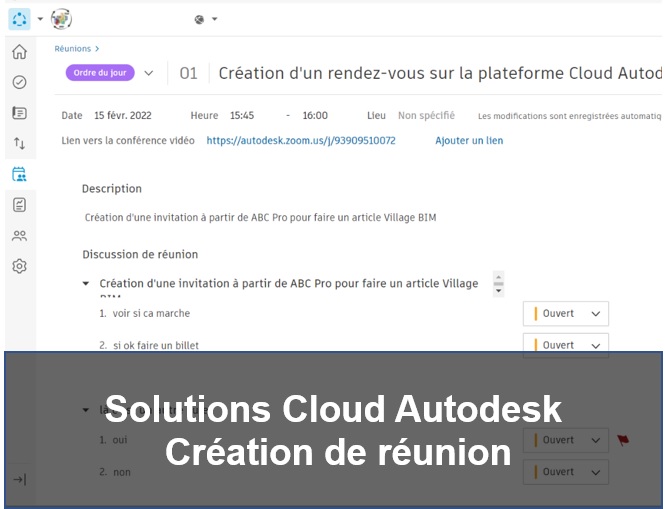 [Nouveauté] Autodesk BIM Collaborate et Autodesk BIM Collaborate Pro – Création de réunion