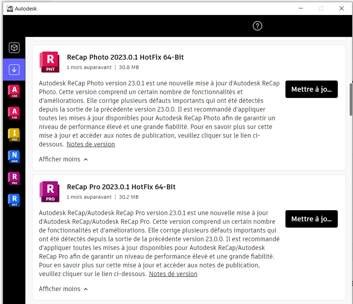 [Mise à jour] Autodesk ReCap Pro et Autodesk ReCap Photo – HotFix 64-Bit