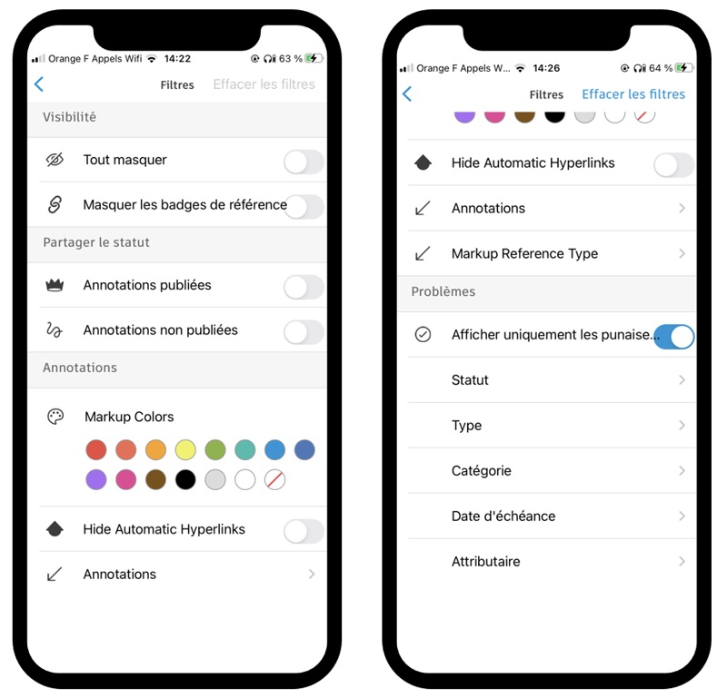 [Nouveauté] Application mobile ACC – Filtrer les annotations et les problèmes sur des documents PDF