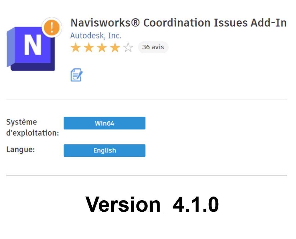 [Nouveauté] Mise à jour du complément Navisworks Coordination Issues version 4.1.0