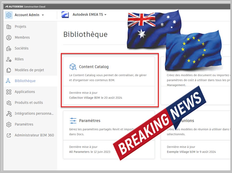 [Breaking news] Autodesk Content Catalog est disponible sur serveurs Européen et Australien