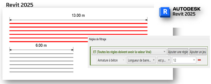 [Nouveauté] Autodesk Revit 2025 – Contrôle visuel de dépassant la longueur maximale d’armatures