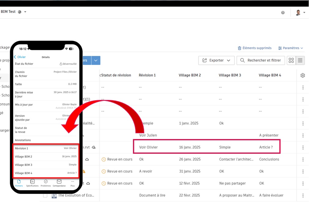 Visualiser les attributs personnalisés à partir de l’application mobile