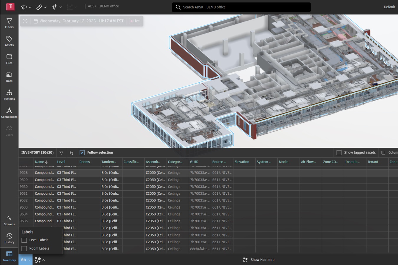 Autodesk Tandem – Les nouveautés du panneau d’inventaire
